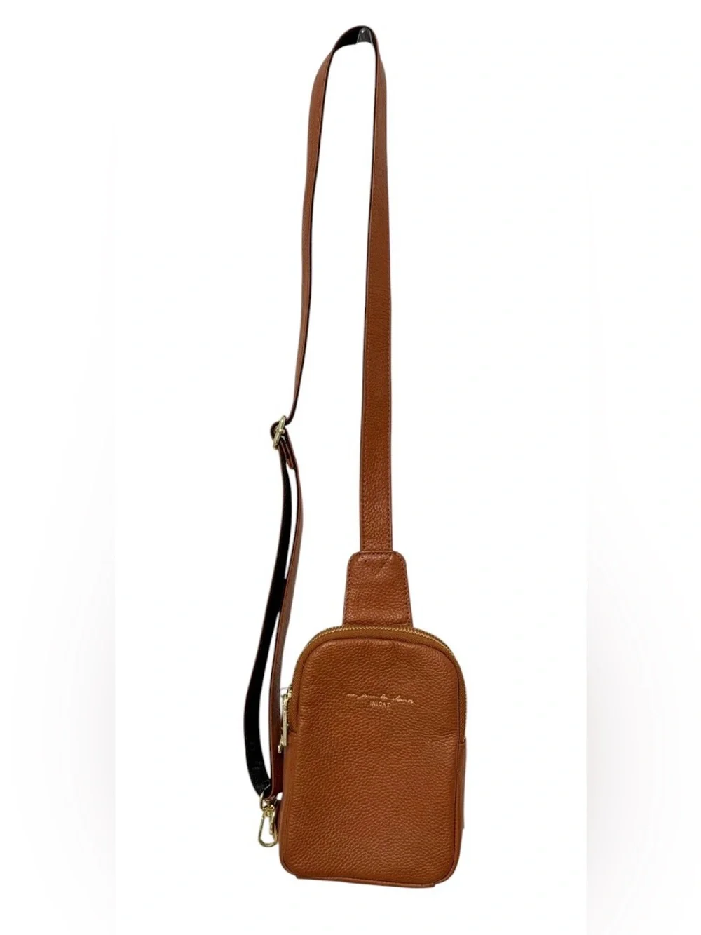 INICAT Un Jour de Chance Tan Pebbled Vegan Leather Crossbody Bag